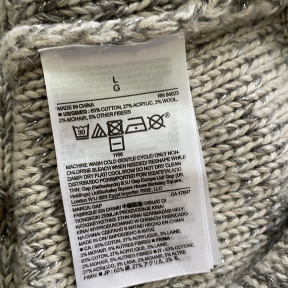 Gap Cotton/Wool Blend V Neck Sweater, Size L - Picture 11 of 14